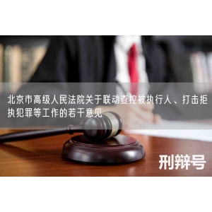 北京市高级人民法院关于联动查控被执行人、打击拒执犯罪等工作的若干意见