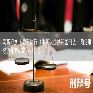两高印发《关于执行〈中华人民共和国刑法〉确定罪名的补充规定（八）》